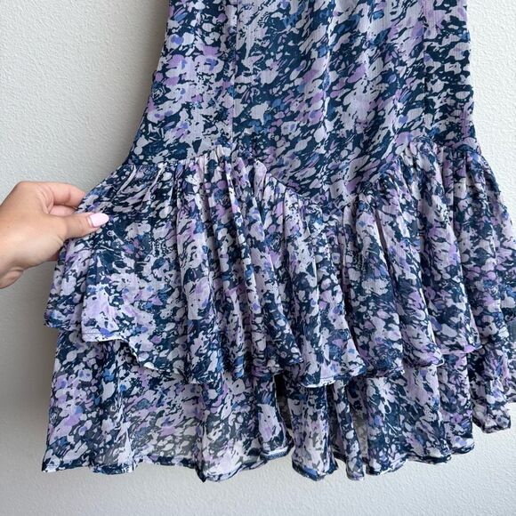 Abercrombie & Fitch Drop Waist Purple Ruffle Skirt Chiffon Mini Dress Size XS - Picture 3 of 7